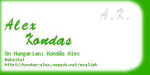 alex kondas business card