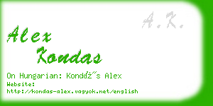 alex kondas business card